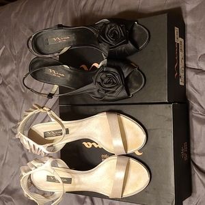 Like New 3 pairs High Heels  10M Nina & Nine West MJ Black Patent Leather Silver